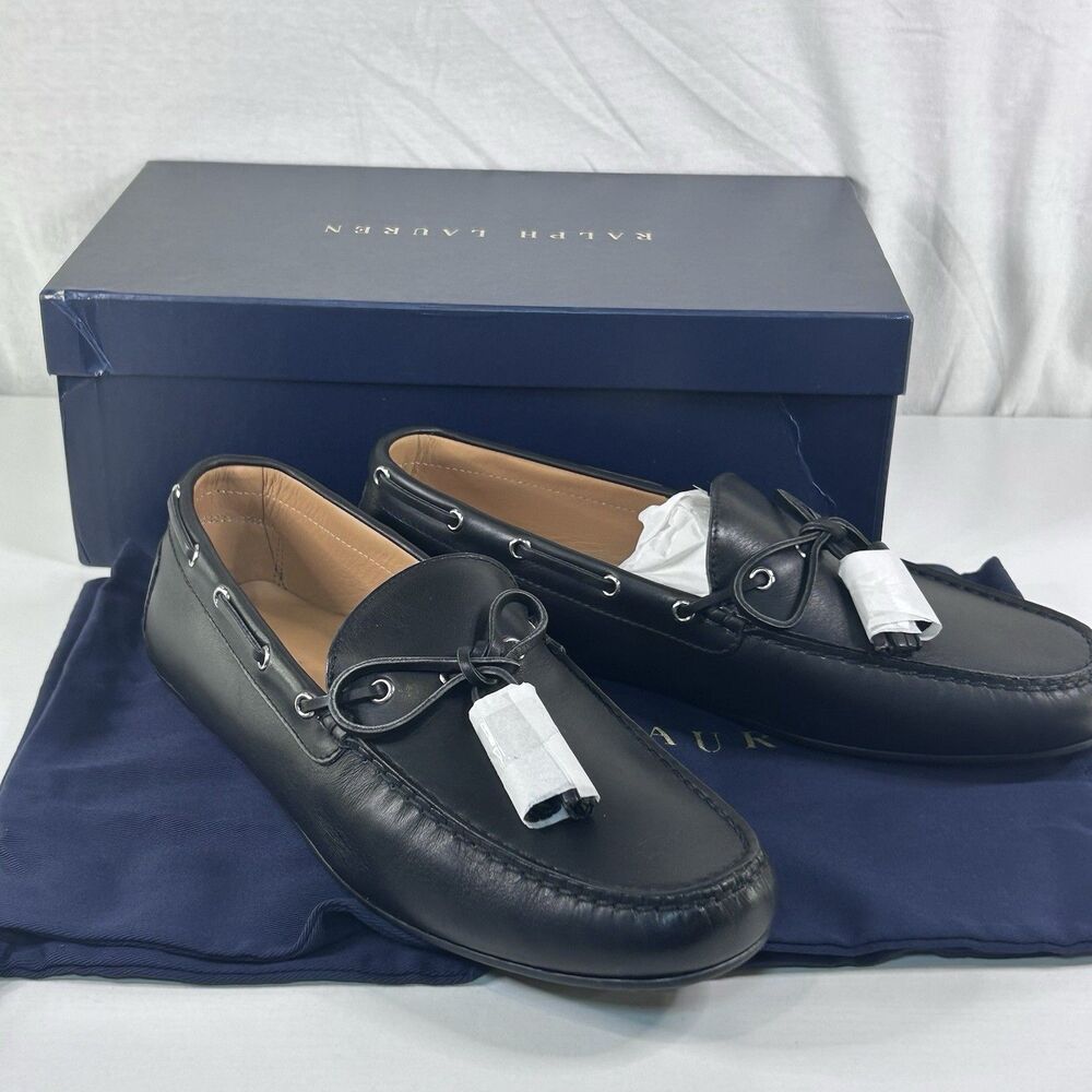 Ralph Lauren Purple Label Harold Tassel Loafer Men 11D Black Leather Shoes NIB‎